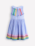 Rickrack Trim Dress — Cotton Chambray