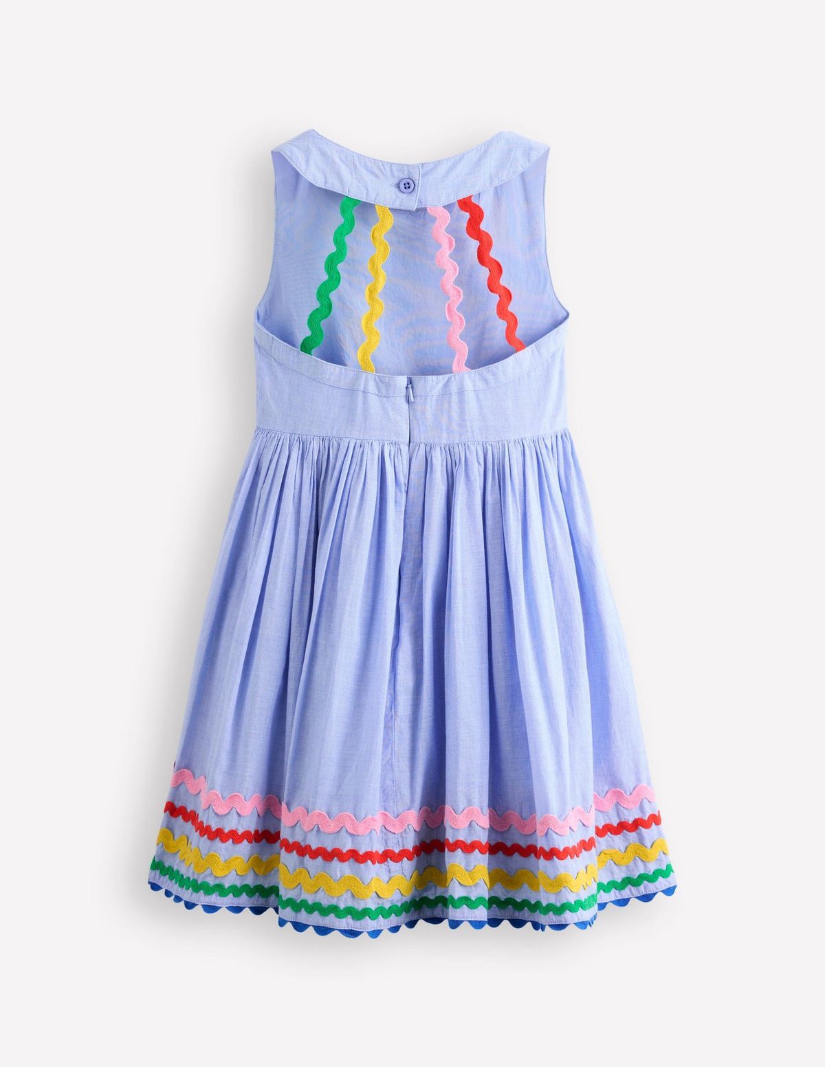 Rickrack Trim Dress — Cotton Chambray